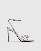 Black Suede Studio Sandalo Ella con Tacco Argento