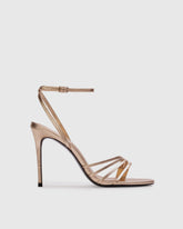 Black Suede Studio Sandalo Ella con Tacco Oro