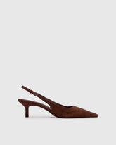 Black Suede Studio Sling Back Branca in Suede Marrone