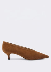 Le Monde Beryl Decollete Babouche Kitten in Suede Marrone