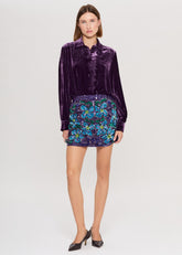 Parosh Camicia Ravel Manica Lunga in Velluto Viola