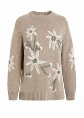 Parosh Maglia Wallaby con Ricamo Fiori Tortora