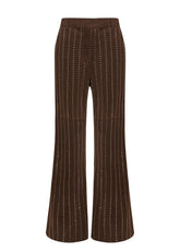 Parosh Pantalone Mya Wide in Sued con Dettagli a Righe Testa di Moro