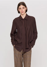 Parosh Blusa Swynford Manica Lunga con Fiocco al Collo Testa di Moro