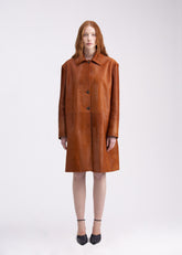 Gente Cappotto con Spalline in Cavallino Mattone