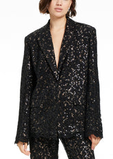 Toccin Blazer Monopetto Willa Nero in Pizzo e Paillettes
