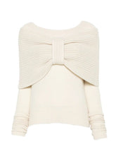 Ermanno Scervino Maglia in Cashmere Con Fiocco Frontale Avorio