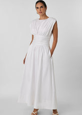 Toccin Abito Lungo Evangeline con Ruches Bianco