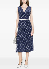Parosh Abito Midi Sbillo a Pois Blu