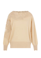 Ermanno Scervino Maglia Manica Lunga con Decorazione Floreale Beige