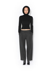 Pullover con cappuccio scultoreo in maglia nero AA9G0071K133B995 ALAÏA