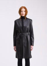 Soprabito nero in nappa con cintura e tasche GC06PELLENERO GENTE
