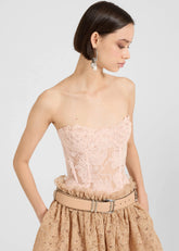 Ermanno Scervino Top Bustier con Ricamo in Pizzo Rebrodè e Scollo a Cuore Rosa