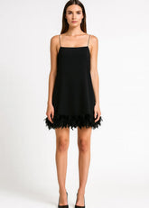 Nema Abito Corto Betty Nero con Piume