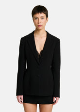 Gente Blazer Monopetto Sartoriale Nero in Lana con Taglio Avvitato