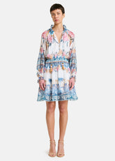 Amosa Abito Mini con Stampa Floreale Blu