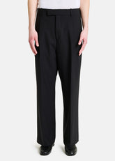 Gente Pantalone Wide Leg in Fresco Lana Nero