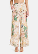 Amosa Pantalone Wide Leg con Stampa Floreale Multicolore