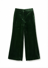 Parosh Pantalone Ravel Wide in Velluto Verde