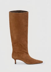 Black Suede Studio Stivale Alto Sutton con Tacco Scamosciato Marrone