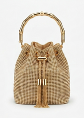 People Borsa a Mano con Cristalli Oro