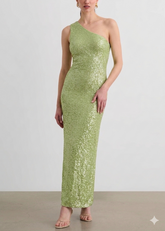 Toccin Abito Lungo Roxbury Monospalla Verde Lime