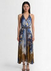 Artepana Abito Lungo Afrodita Incrocio Marrone/Blu