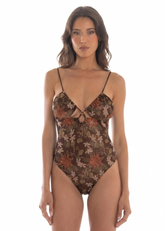 Pin Up Costume Da Bagno Intero Marrone