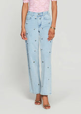 Generation Love Jeans Wide Leg Daisy Con Stampa