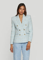 Generation Love Blazer Doppiopetto Arielle In Tweed Celeste
