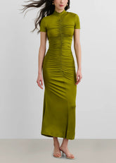 Toccin Abito Midi Gracelyn con Ruches Verde