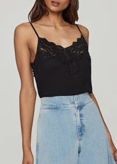 Generation Love Top Taylee Nero Con Dettaglio In Pizzo