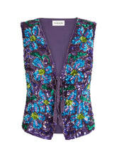Parosh Gilet Galaxy con Laccio Fantasia Fiori Viola