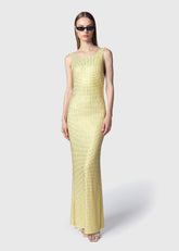 Twenty Four Haitch Abito Lungo Helios Giallo con Scollo Americano e Scollo Profondo Posteriore