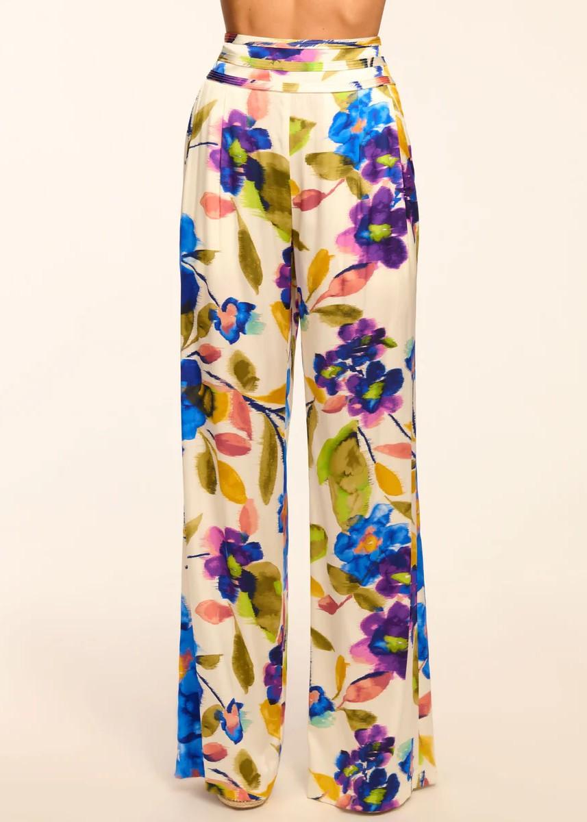 Ramy Brook Pantaloni Wide Leg Joss in Seta con Stampa Floreale A12255006IVFLS RAMY BROOK