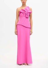 Abito lungo fuxia senza spalline e arricciature sul seno AS2510503DBUBBLEGUM ACLER