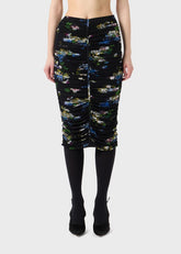 Gonna Midi nera in tulle con stampa Bouquet 4G087AF9905 BLUMARINE