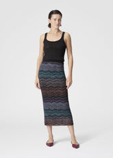 Gonna lunga a tubo in viscosa chevron lamé con paillettes DS26SH0SBK01H9SM9ZT MISSONI