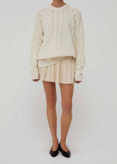 Minigonna plissettata beige in lana AM37CREAM AMIYA