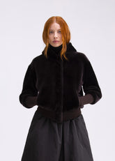 Felpa in shearling color testa di moro con cappuccio e tasche FP01TESTA DI MORO GENTE