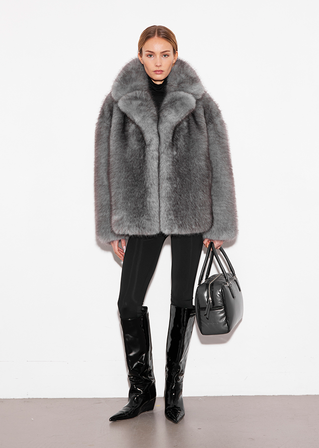 Giacca Valentina grigia in pelliccia sintetica 66552916481001 STAND STUDIO