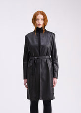 Soprabito nero in nappa con cintura e tasche GC06PELLENERO GENTE