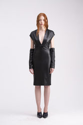 Abito in nappa nero con scollo profondo AB05NERO GENTE