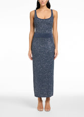 Gonna midi blu in bouclé doppio con micro paillettes TR6949I046OUTERSPACE TOCCIN