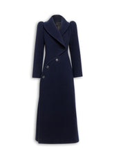 Cappotto curvo in lana blu scuro AA9M1098T473B537 ALAÏA