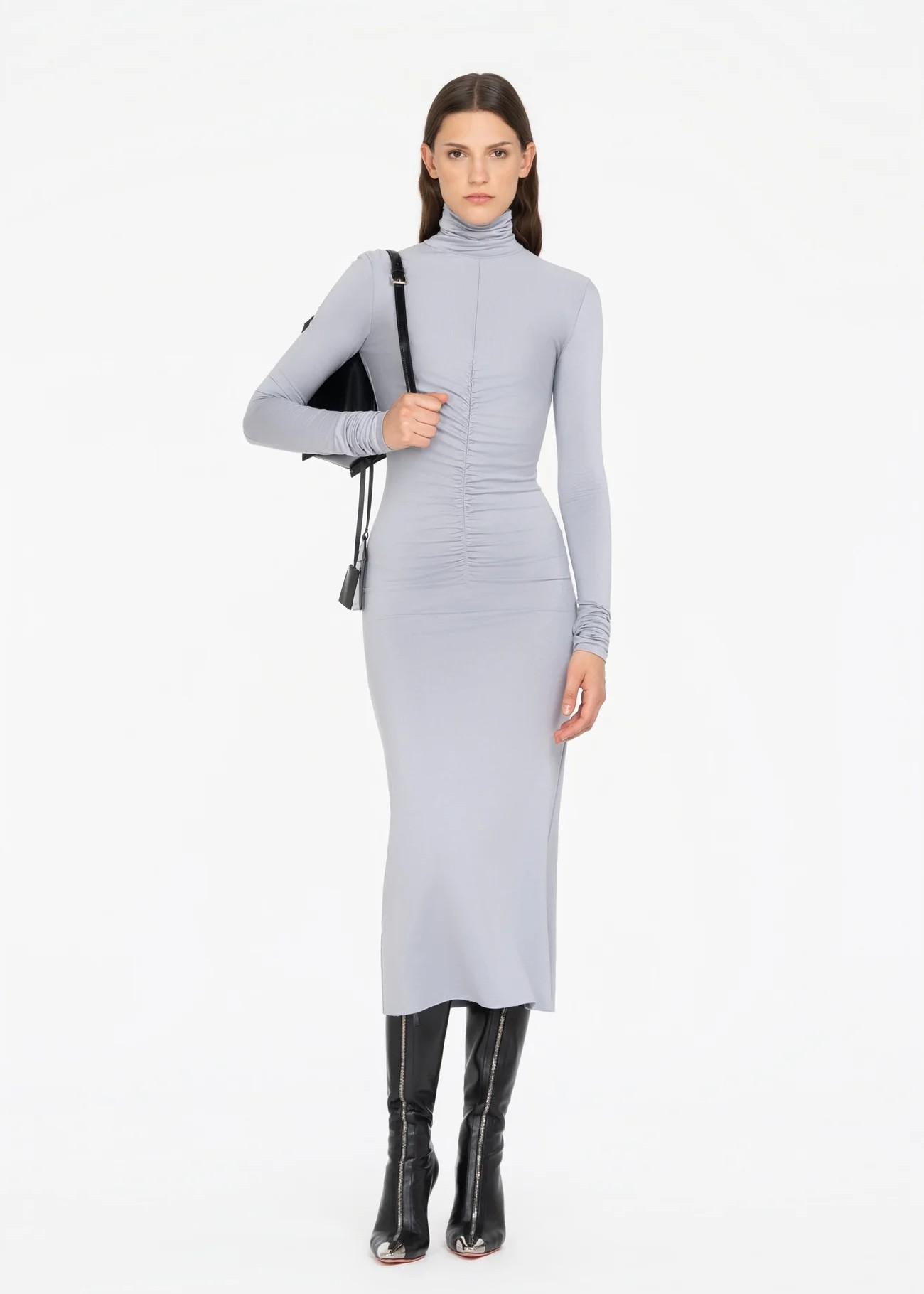 abito lungo grigio in jersey con arricciatura centrale 8792R10001 LES FILLES D'EVA