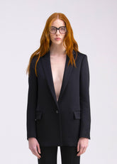 Giacca monopetto nera dal taglio sartoriale GC08-23ROA1023999 GENTE