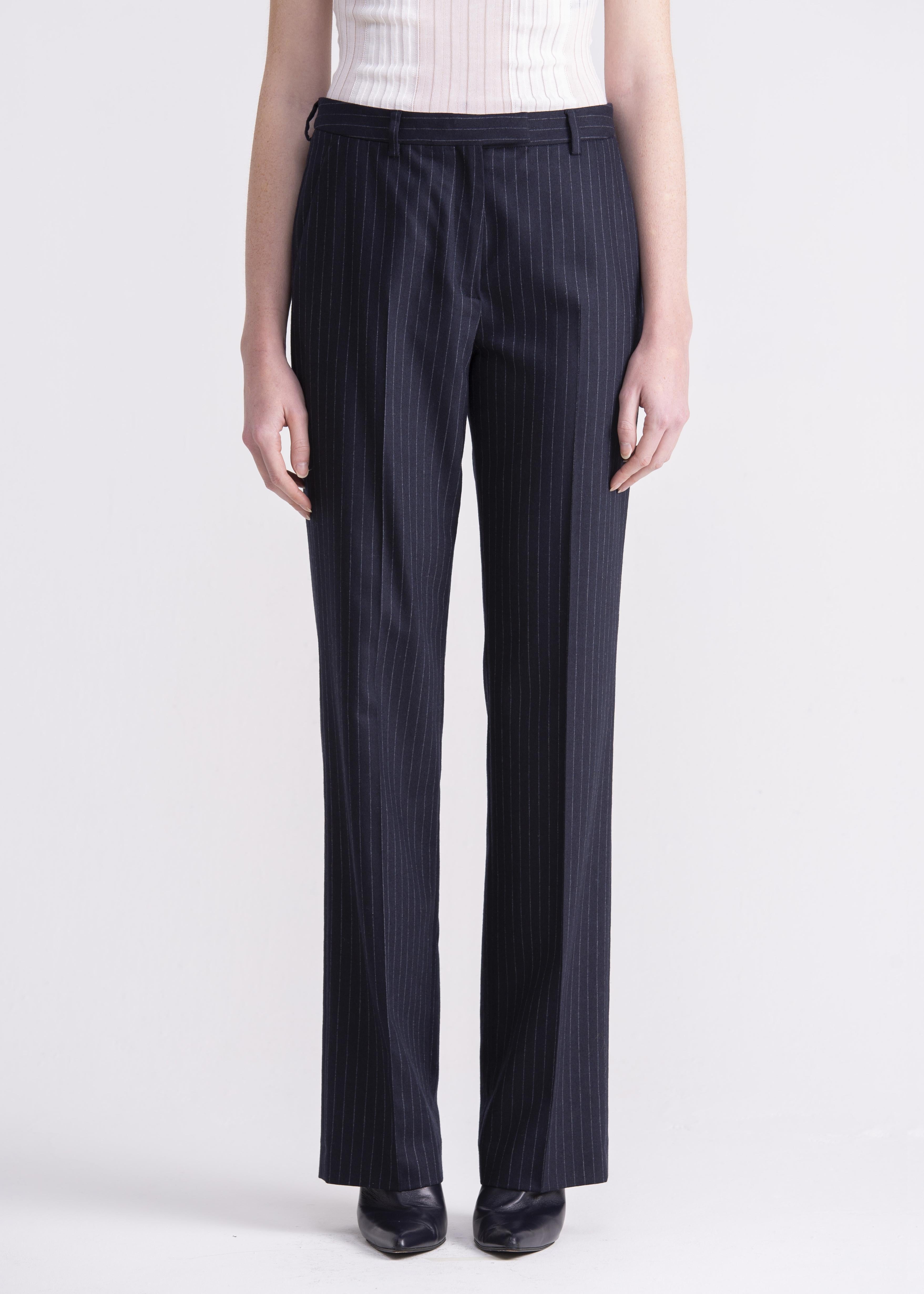 Pantaloni dritti gessati blu scuro PN01ROA1014910 GENTE