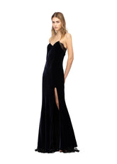 Abito lungo in velluto con dettagli in pizzo e spalline sottili 26FWRAL031TV051404 REDEMPTION