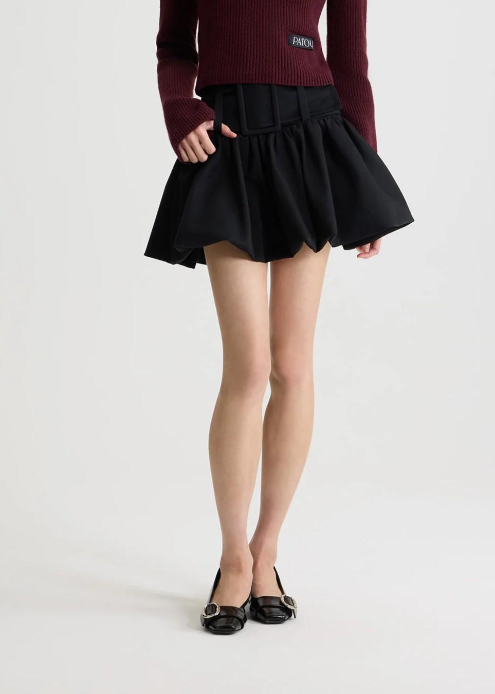 Minigonna nera a palloncino con cintura in gabardine di cotone bio SK0970074999B PATOU